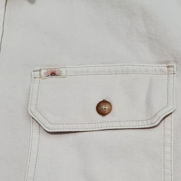 Faherty Sunwashed Organic Cotton CPO Shirt Jacket Sea Salt Mens XL - Picture 10 of 14
